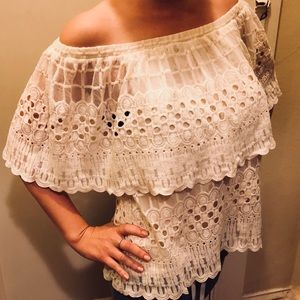Anthropologie off shoulder lace blouse NEW